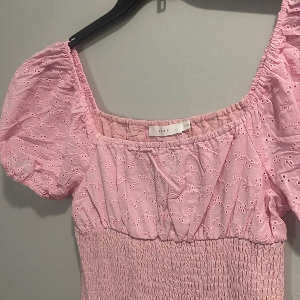 Lush Pink Cinched Puff Sleeve Mini Dress - Picture 4 of 9
